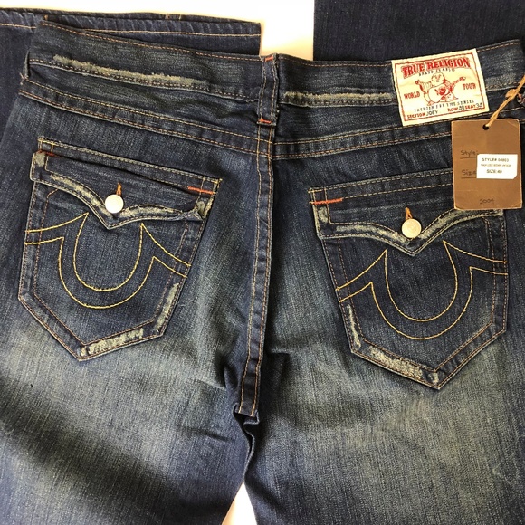 NWT True Religion Joey Jeans- Distressed Dark Wash - Picture 3 of 5